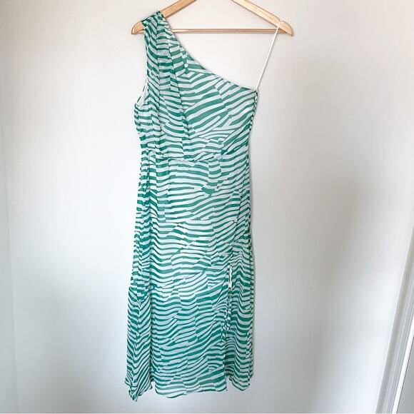 NWT Sam Edelman Stripe One Shoulder Midi Dress - Picture 6 of 11